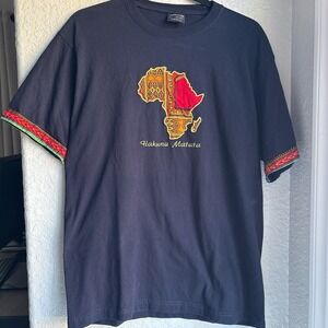 African Hakuna Matata Shirt Men's XL Made  Kenya Tshirt Embroidered Short Sleeve
